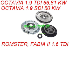 Pevný zotrv.+ spojka Polsko Octavia 1.8 T/Fabia II 55,66,77 KW/Romster 66/77 kW 